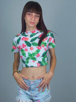 Blusa Cropped Floral Gola Alta Elastano (6)