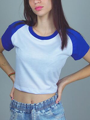 Blusa Cropped Raglan Azul Caneta - No Sense