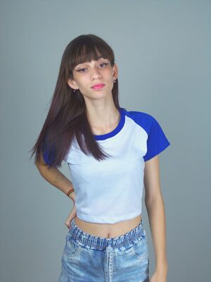 Blusa Cropped Raglan Azul Caneta (4)