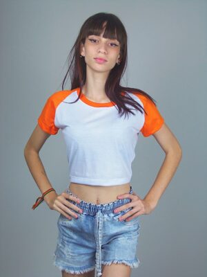 Blusa Cropped Raglan Laranja Coral (2)