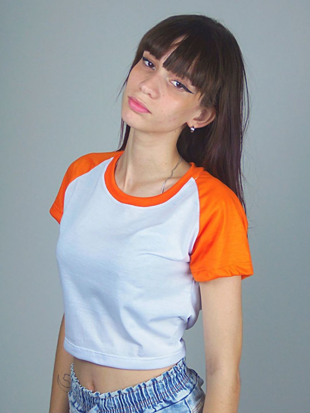 Blusa Cropped Raglan Laranja Coral (4)