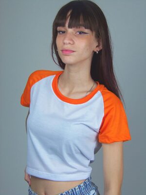 Blusa Cropped Raglan Laranja Coral (5)