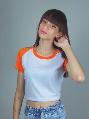 Blusa Cropped Raglan Laranja Coral (6)