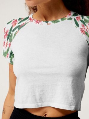 Blusa Cropped Raglan Soltinha Floral Estampada (3)