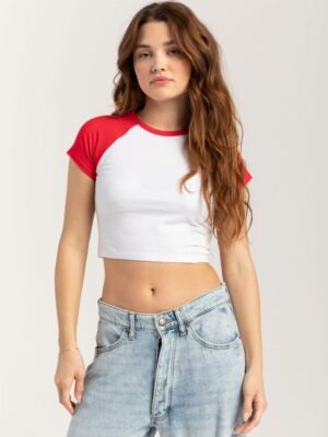 Blusa Cropped Raglan Vermelho Soltinha Lisa Sem Estampa - No Sense (5)