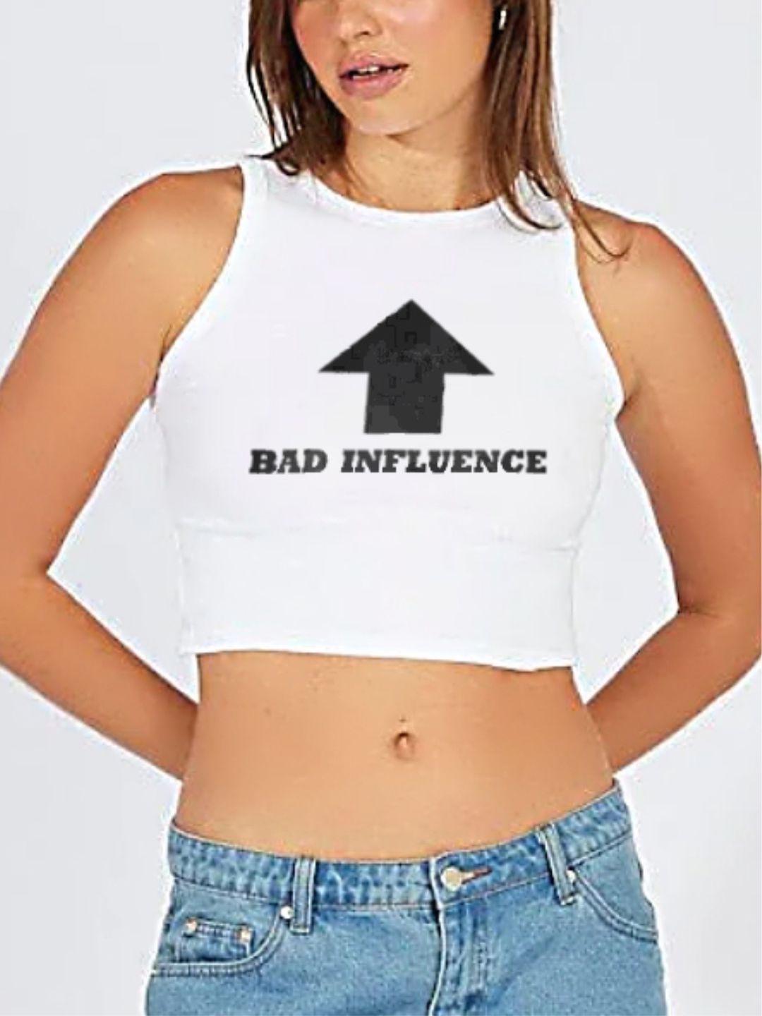 Blusa Cropped Regata Bad Influence Crop Top Tank Soltinha - No Sense