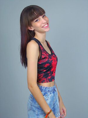 Blusa Cropped Regata Dragão Chinês Preto e Vermelho (4)