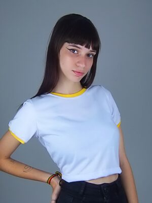 Blusa Cropped Ringer tee Amarelo Soltinha Lisa Sem Estampa (1)