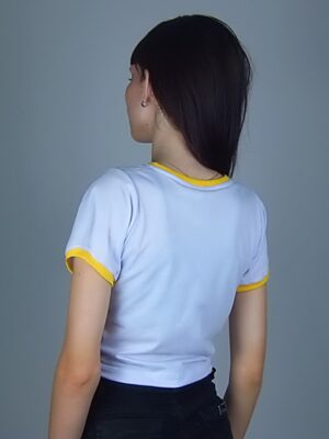 Blusa Cropped Ringer tee Amarelo Soltinha Lisa Sem Estampa (3)