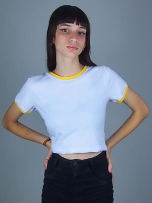 Blusa Cropped Ringer tee Amarelo Soltinha Lisa Sem Estampa (6)