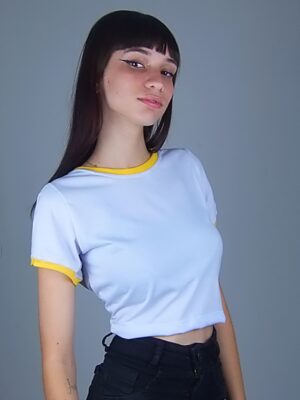 Blusa Cropped Ringer tee Amarelo Soltinha Lisa Sem Estampa (7)