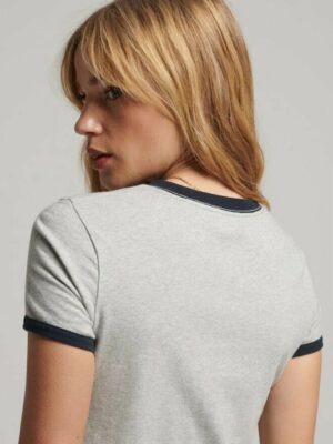 Blusa Cropped Ringer tee Cinza com Preto Soltinha Lisa (3)