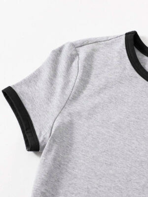 Blusa Cropped Ringer tee Cinza com Preto Soltinha Lisa Sem E (3)