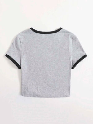 Blusa Cropped Ringer tee Cinza com Preto Soltinha Lisa Sem E (5)