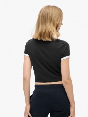 Blusa Cropped Ringer tee Preta Soltinha Rib Branco (5)