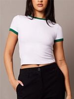 Blusa Cropped Ringer tee Verde Bandeira Soltinha - No Sense