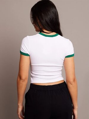 Blusa Cropped Ringer tee Verde Bandeira Soltinha (3)