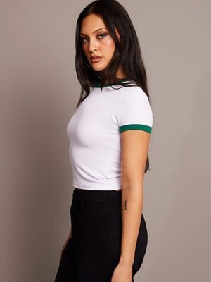 Blusa Cropped Ringer tee Verde Bandeira Soltinha (4)