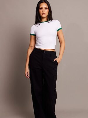 Blusa Cropped Ringer tee Verde Bandeira Soltinha (7)