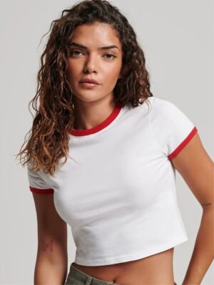 Blusa Cropped Ringer tee Vermelho Soltinha Lisa Sem Estampa (3)
