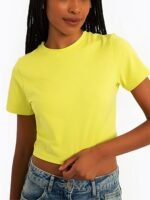 Blusa Cropped Tank Amarelo Canário Soltinha Lisa Sem Estampa - No Sense