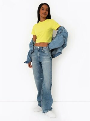 Blusa Cropped Tank Amarelo Canário Soltinha Lisa Sem Estampa - No Sense (7)