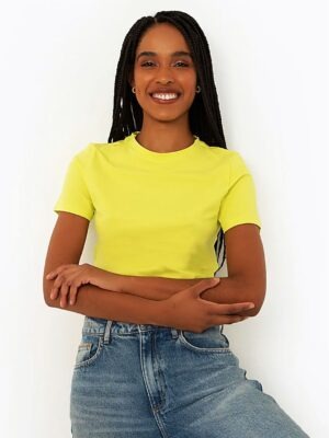 Blusa Cropped Tank Amarelo Canário Soltinha Lisa Sem Estampa - No Sense (8)