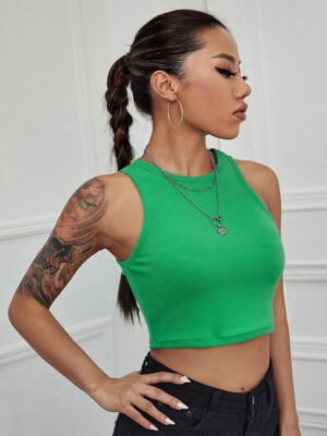 Blusa Cropped Verde Bandeira Regata Soltinha Tank Tee - No Sense (1)