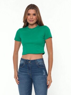 Blusa Cropped Verde Bandeira Soltinho Sem Estampa - No Sense (4)