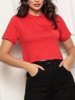Blusa Cropped Vermelho Blusinha Soltinha Lisa Sem Estampa - No Sense