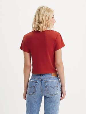 Blusa Cropped Vermelho Manga Curta Gola Redonda Sem Estampa (4)