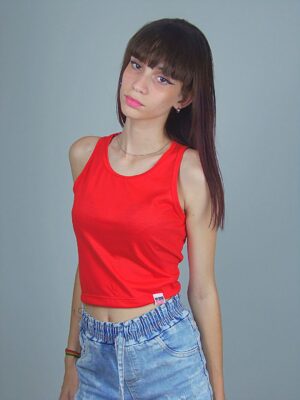 Blusa Cropped Vermelho Regata Soltinha Crop Top Tank Tee_ (5)