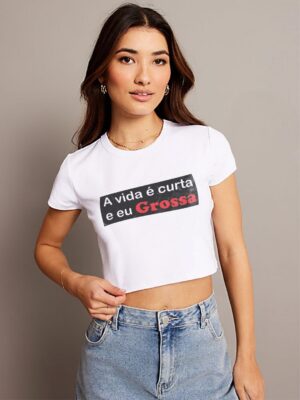 Blusa Cropped Vida Curta eu Grossa Branca Soltinha (3)