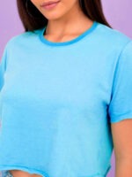 Blusinha Cropped Azul Liso Soltinho Sem Estampa - No Sense