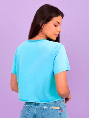 Blusinha Cropped Azul Liso Soltinho Sem Estampa - No Sense (4)