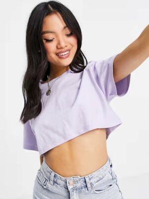 Blusinha Cropped Lilás Manga Curta Soltinho (03)