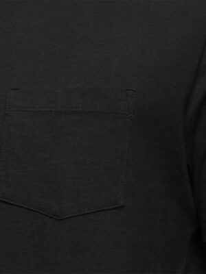Camiseta 100% Algodão Preto Slim Manga Curta Tee Com Bolso - No Sense (1)
