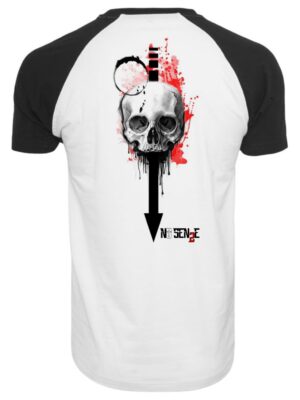 Camiseta 2ª Guerra Skull War Caveira Raglan Branco E Preto - No Sense (5)