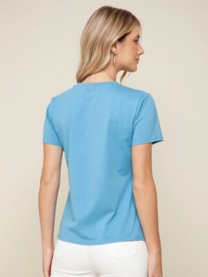 Camiseta Azul Feminina Babylook T-Shirt Lisa Sem Estampa (5)