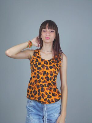 Camiseta BabyLook Regata Onça Print (1)