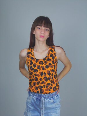 Camiseta BabyLook Regata Onça Print (2)