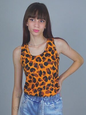 Camiseta BabyLook Regata Onça Print (3)