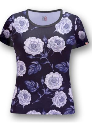 Camiseta Babylook Floral Azulado Dry Fit - No Sense (2)