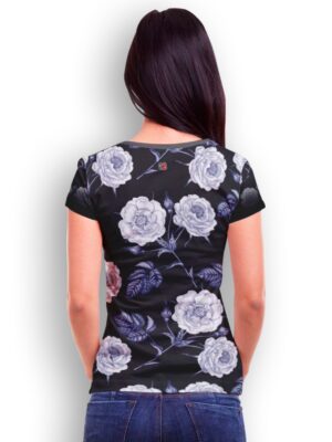 Camiseta Babylook Floral Azulado Dry Fit - No Sense (5)
