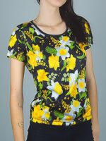 Camiseta Babylook Floral Flores Amarelo - TOTAL - No Sense