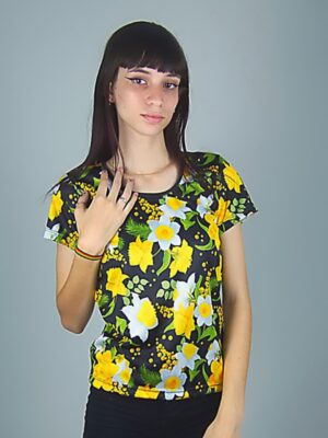Camiseta Babylook Floral Flores Amarelo (4)