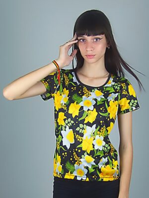Camiseta Babylook Floral Flores Amarelo (5)