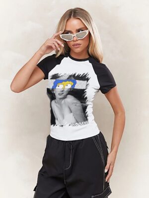 Camiseta Babylook Raglan Feminina Marggie Simpsons Marilyn Monroe (1)