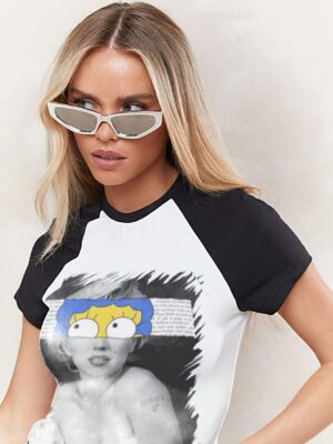 Camiseta Babylook Raglan Feminina Marggie Simpsons Marilyn Monroe (4)