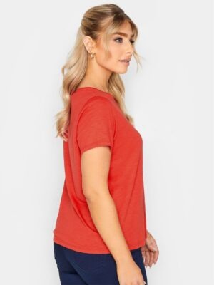 Camiseta Babylook Vermelha Blusa Básica Feminina Lisa Sem Estampa (3)